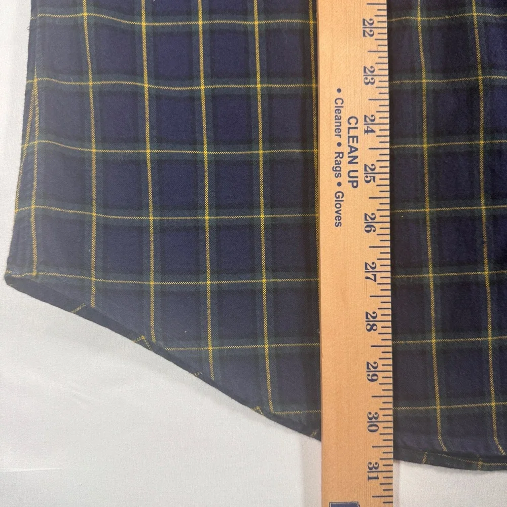 Ralph Lauren Classic Fit Flannel Button Down‎ Men Large Navy Yellow Plaid Shirt
